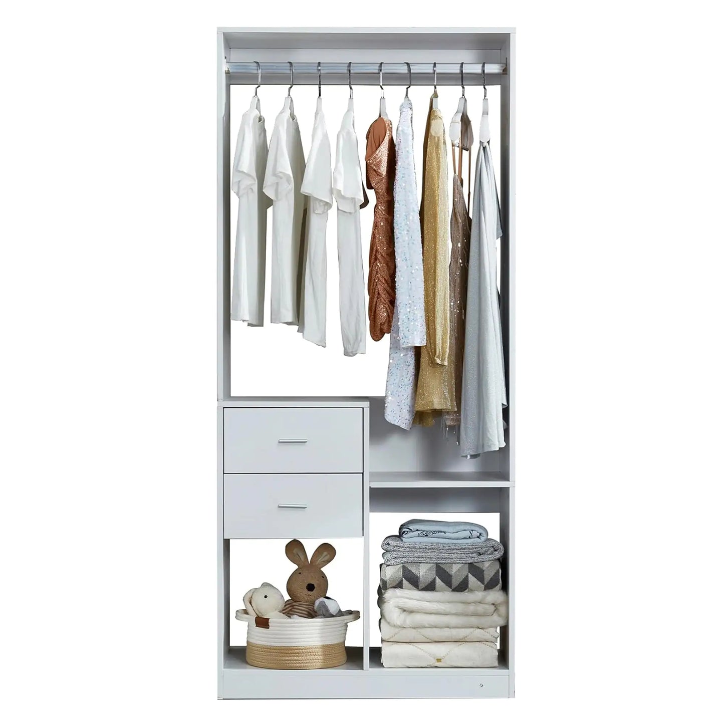 Walk-in Closet Organizer System with 4 Drawers & Shelves