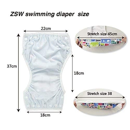 ALVABABY Swim Diapers 2pcs Baby & Toddler Snap One Size Reusable Adjustable Swim Diapers for Swim Classes SW09-10