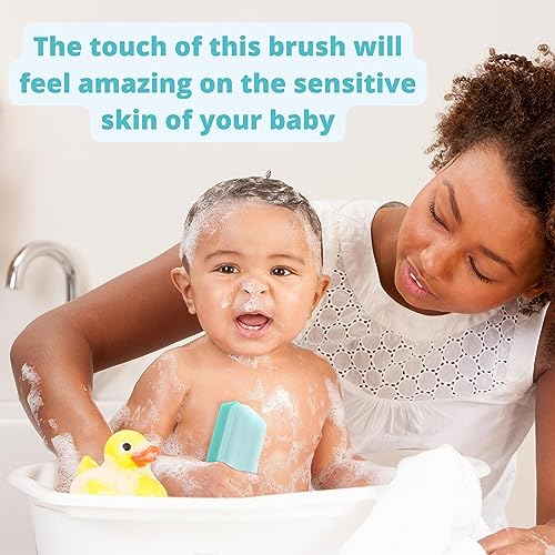 Cradle Cap Brush for Babies - Baby Sponge for Bathing Newborn Bath Essentials | Baby Brush and Comb Set Newborn - Cradle Cap Treatment | Baby Bath Sponges for Newborns (5-Pack)