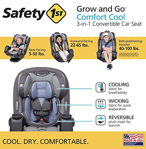 Safety 1st Grow and Go All-in-One Convertible Car Seat, Rear Facing Car Seat 5-40 lbs, Forward Facing Car 30–65 lbs, High Back Booster Seat 40-100 lbs, High Street