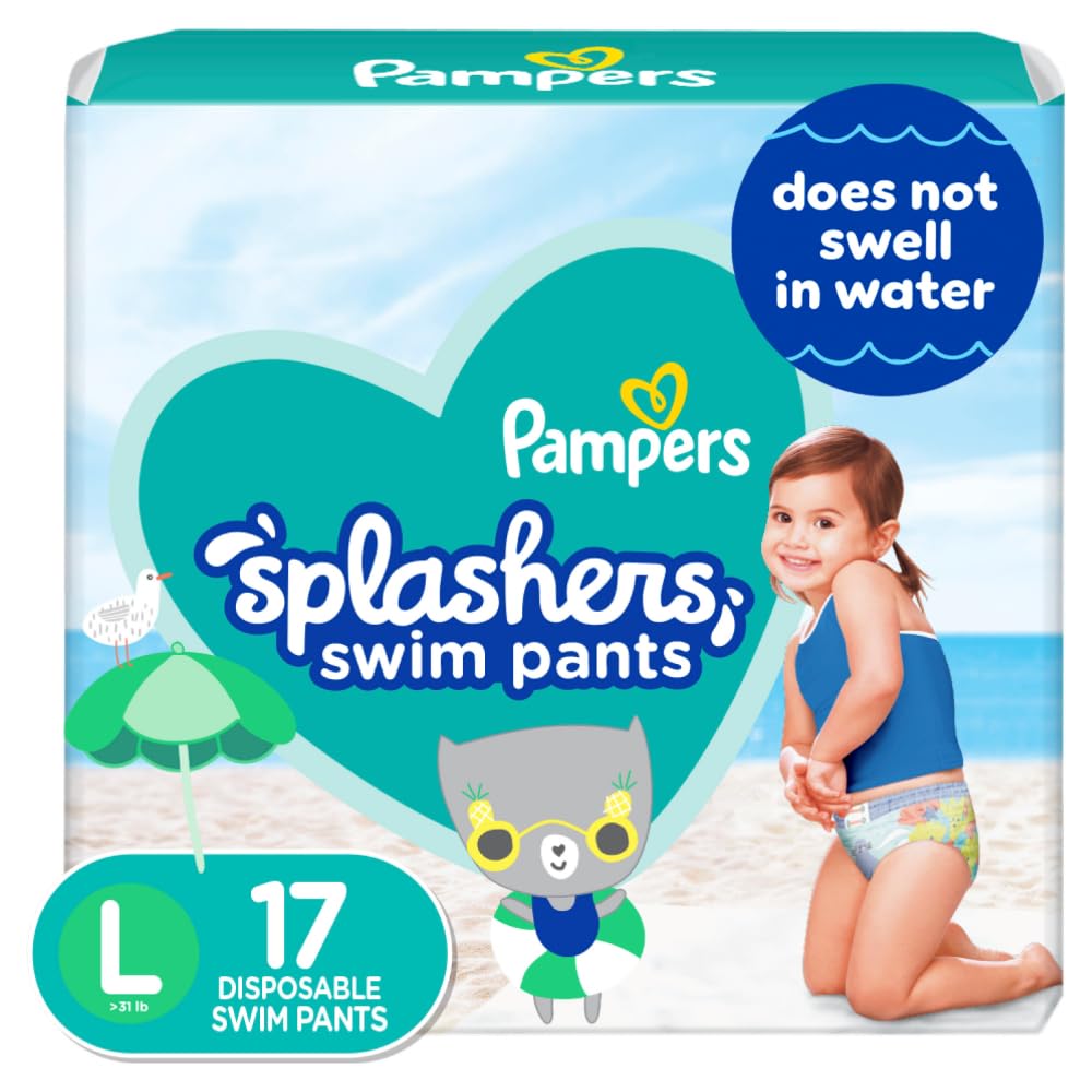 Pampers Splashers Swim Diapers - Size S, 20 Count, Gap-Free Disposable Baby Swim Pants