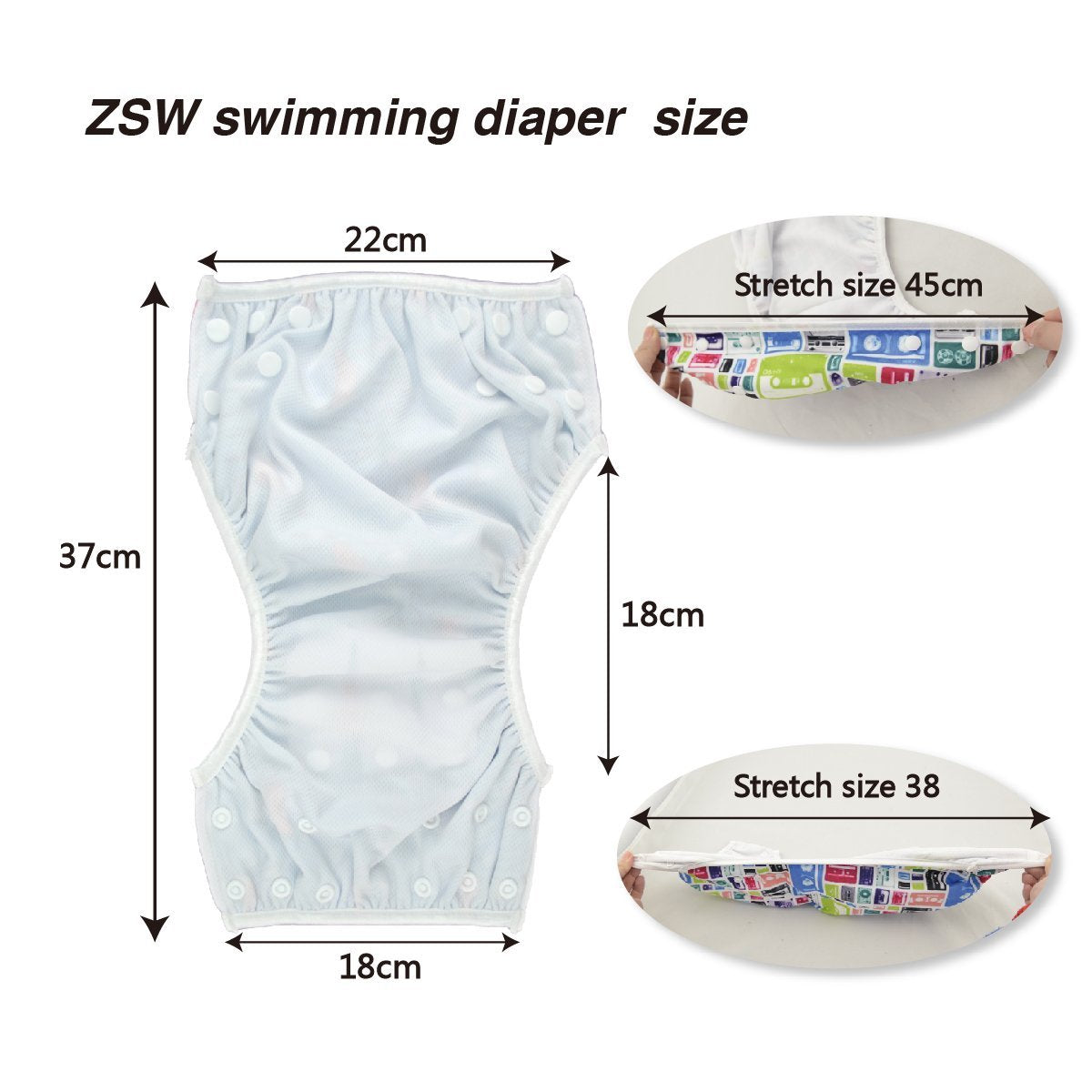 ALVABABY Swim Diapers 2pcs Baby & Toddler Snap One Size Reusable Adjustable Swim Diapers for Swim Classes SW09-10