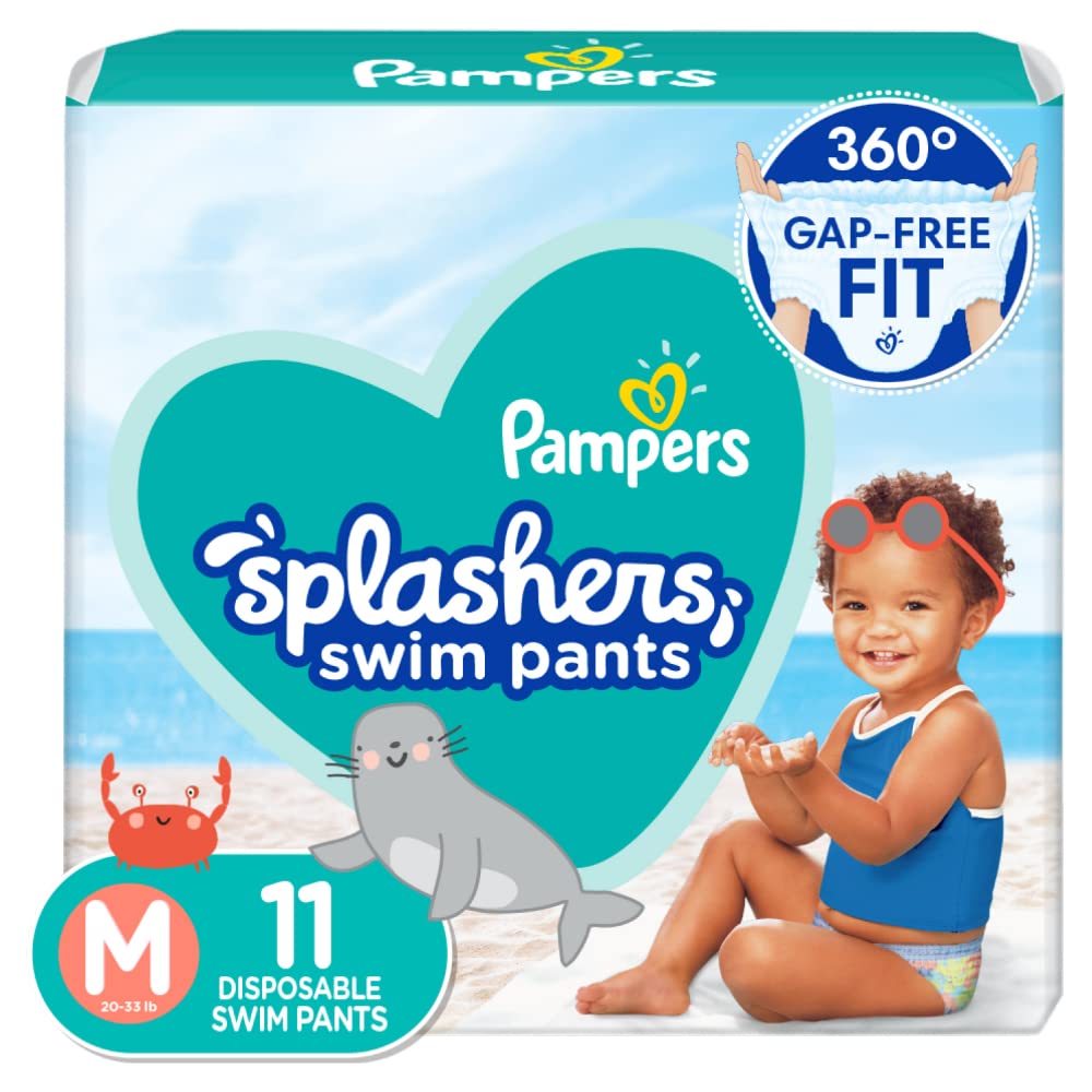 Pampers Splashers Swim Diapers - Size S, 20 Count, Gap-Free Disposable Baby Swim Pants