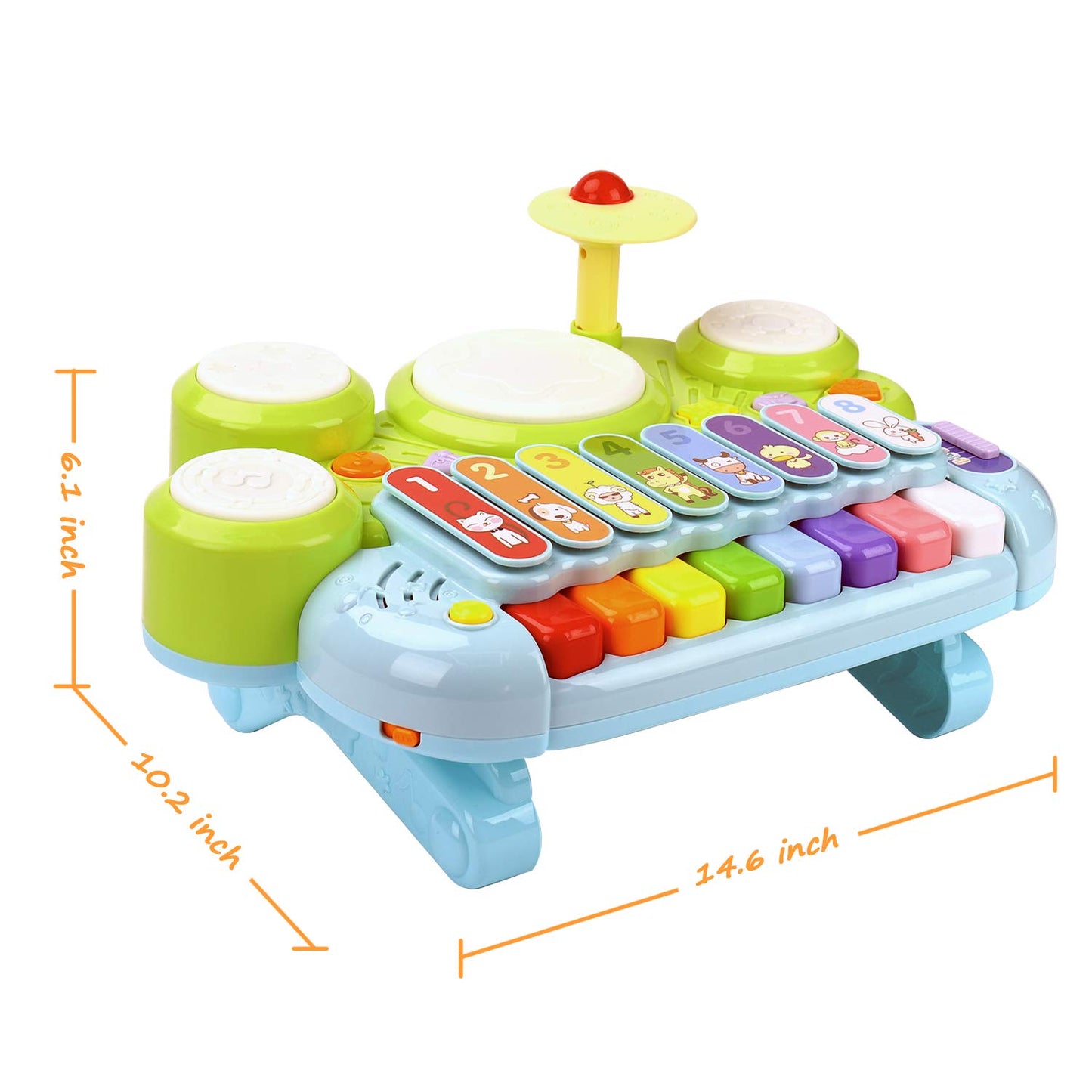 AugToy Baby Musical Toys 3 in 1 Piano Keyboard Xylophone Drum Set for 1 Year Old Girls Boys Toys Age 2 Music Instrument Learning Toys for Toddlers 1-3 Infant Baby Toys 6 9 12 18 24 Month Old