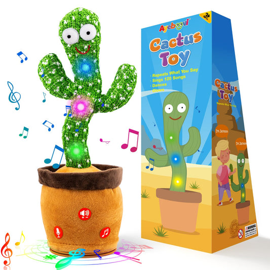 Ayeboovi Dancing Talking Cactus Baby Toy, Mimicking Recording Cactus Toy Repeats What You Say, Singing 120 Songs Toddler Toys Gifts for Birthday Pranks for Kids Autism Toys for 3 4 5 6+ Year Olds