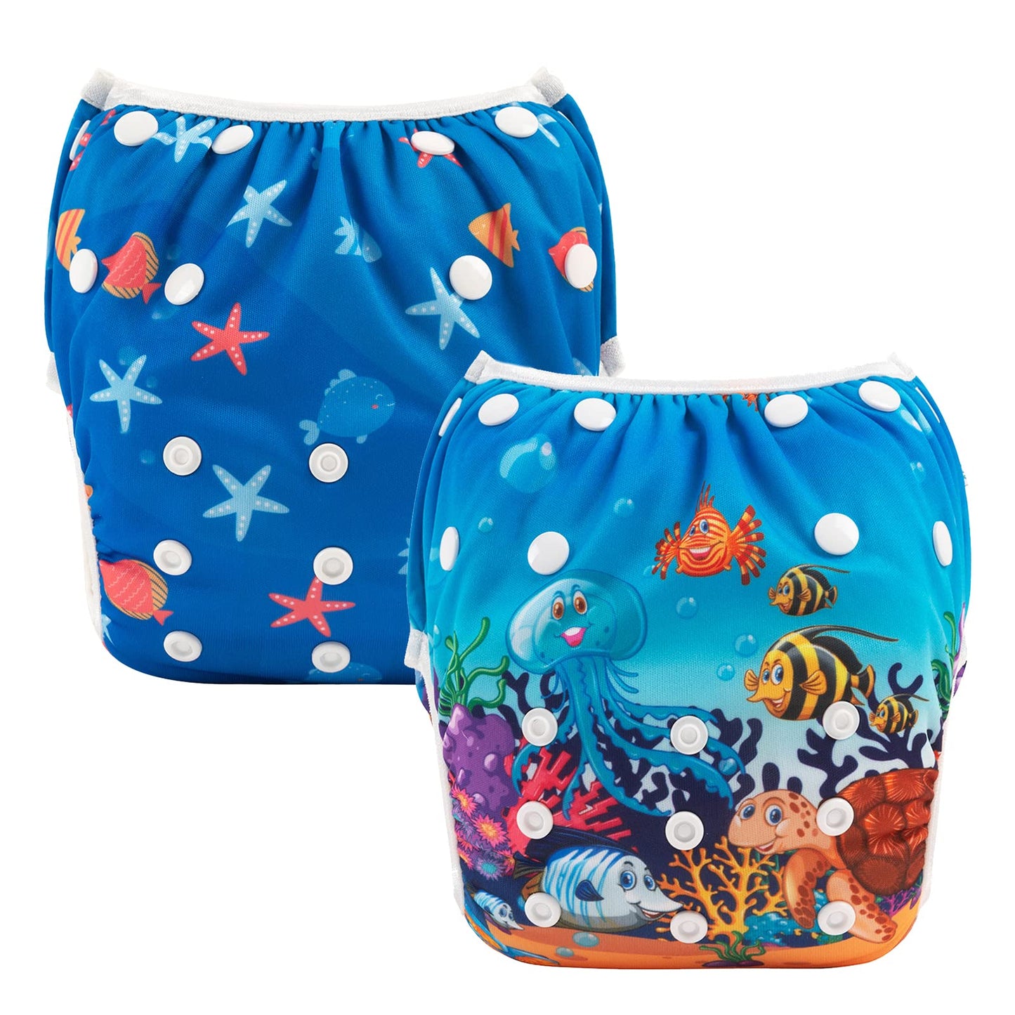 ALVABABY Swim Diapers 2pcs Baby & Toddler Snap One Size Reusable Adjustable Swim Diapers for Swim Classes SW09-10