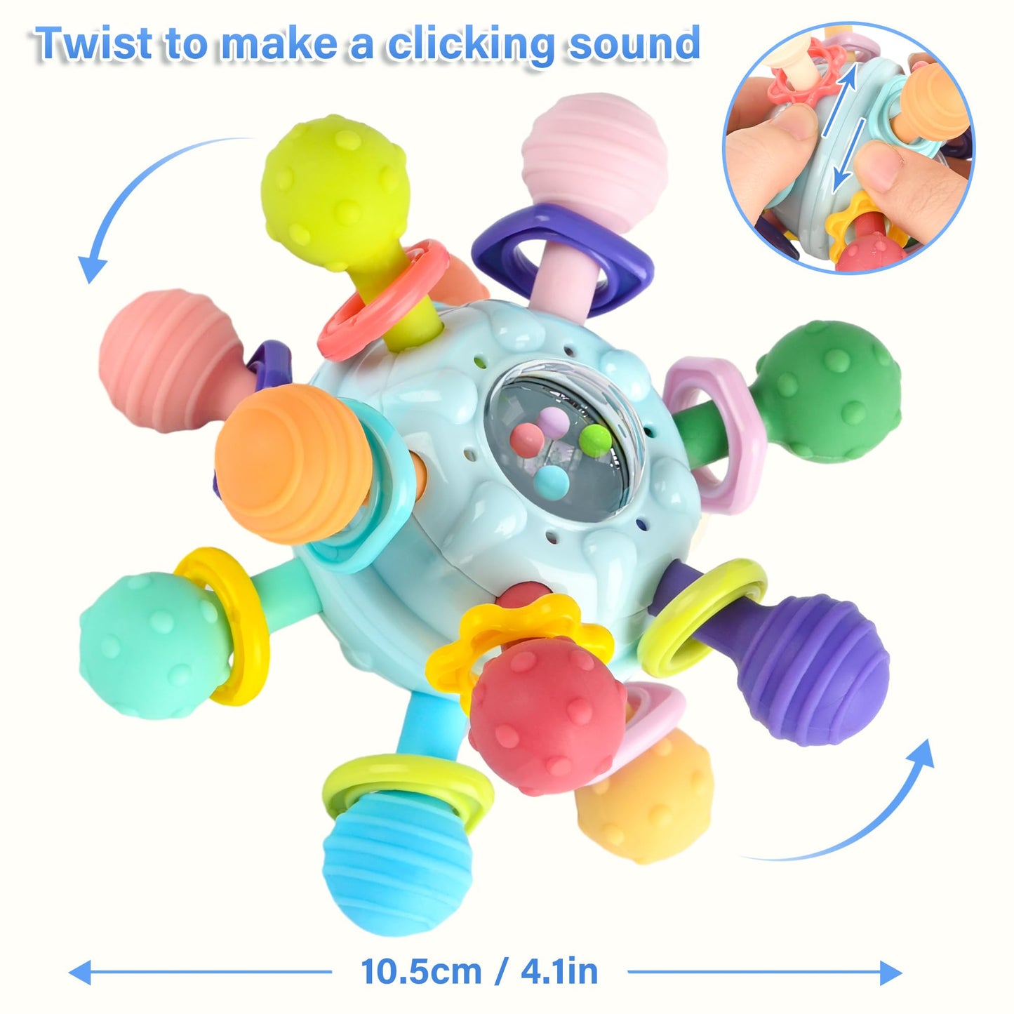 Baby Sensory Teething Toys - Baby Teethers Rattle Montessori Toys - Baby Shower Gifts for Infant Newborn Boys Girls 0 3 6 9 12 18 Months -Baby Chew Toys - Toddler Travel Learning Educational Toys