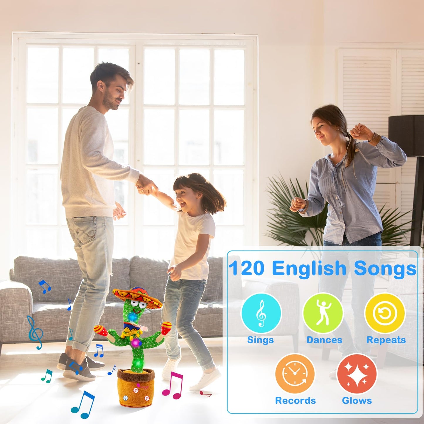 Ayeboovi Dancing Talking Cactus Baby Toy, Mimicking Recording Cactus Toy Repeats What You Say, Singing 120 Songs Toddler Toys Gifts for Birthday Pranks for Kids Autism Toys for 3 4 5 6+ Year Olds