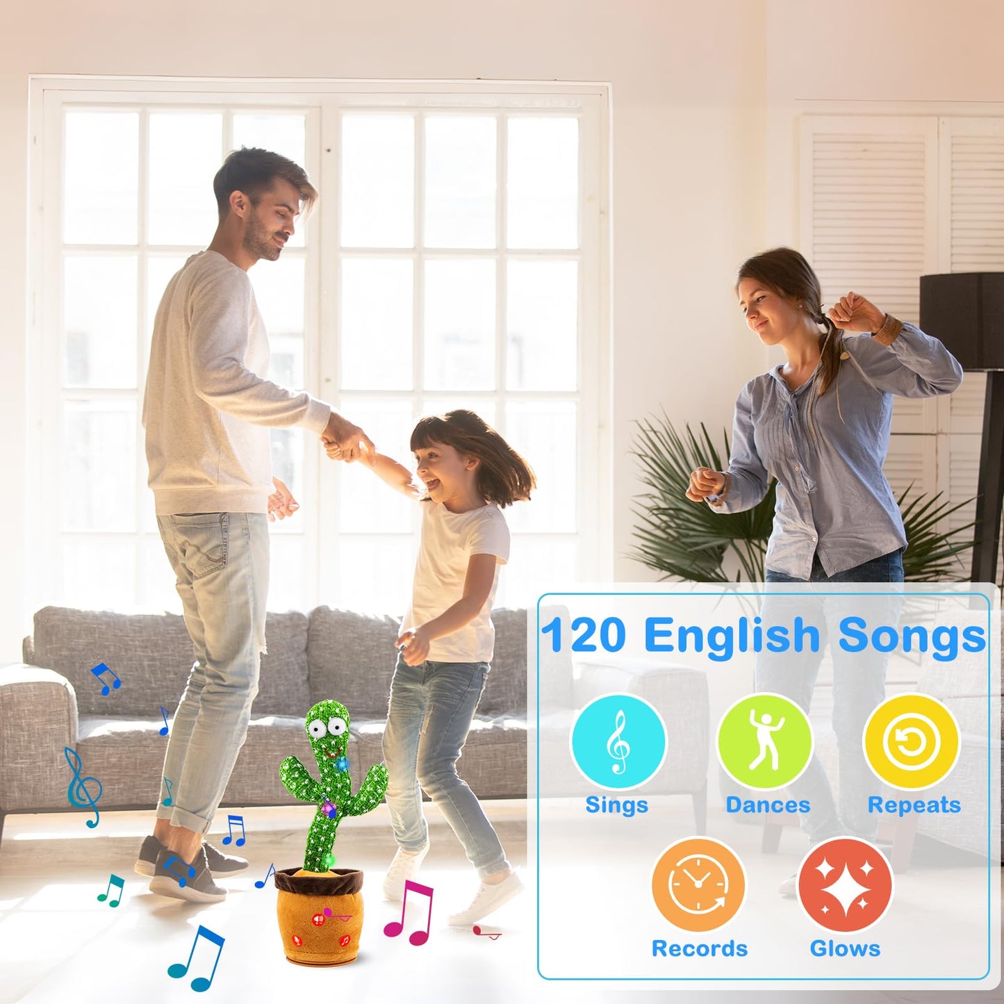 Ayeboovi Dancing Talking Cactus Baby Toy, Mimicking Recording Cactus Toy Repeats What You Say, Singing 120 Songs Toddler Toys Gifts for Birthday Pranks for Kids Autism Toys for 3 4 5 6+ Year Olds