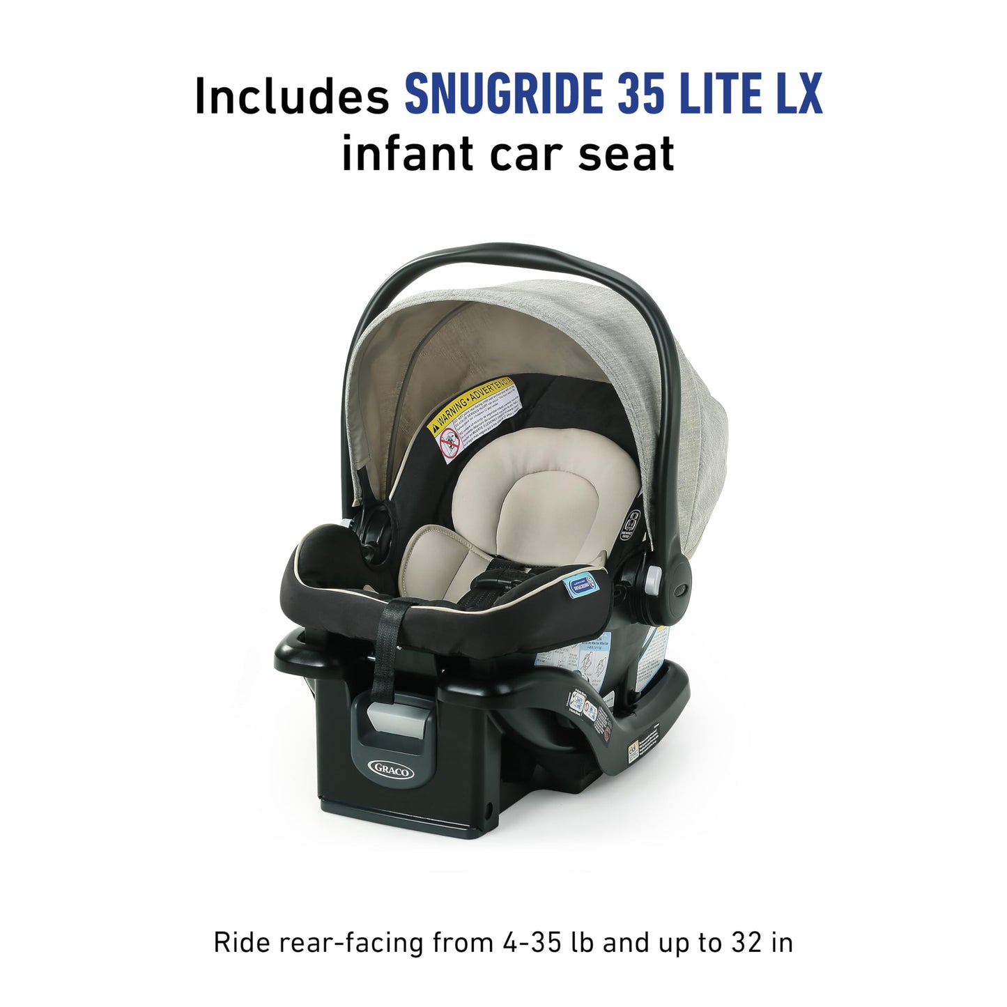 Graco Modes Pramette Travel System | Stroller & Car Seat Combo | 3-in-1 Stroller Modes | Includes Graco SnugRide 35 Infant Car Seat | Ellington