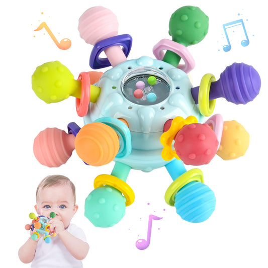 Baby Sensory Teething Toys - Baby Teethers Rattle Montessori Toys - Baby Shower Gifts for Infant Newborn Boys Girls 0 3 6 9 12 18 Months -Baby Chew Toys - Toddler Travel Learning Educational Toys