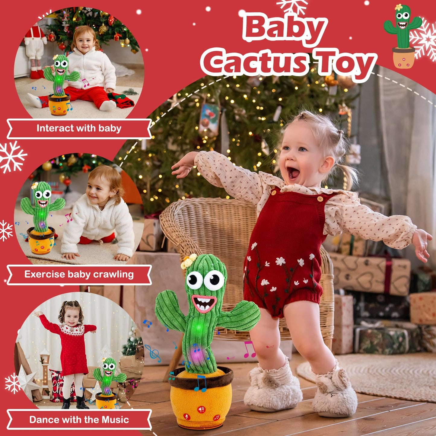 Ayeboovi Dancing Talking Cactus Baby Toy, Mimicking Recording Cactus Toy Repeats What You Say, Singing 120 Songs Toddler Toys Gifts for Birthday Pranks for Kids Autism Toys for 3 4 5 6+ Year Olds