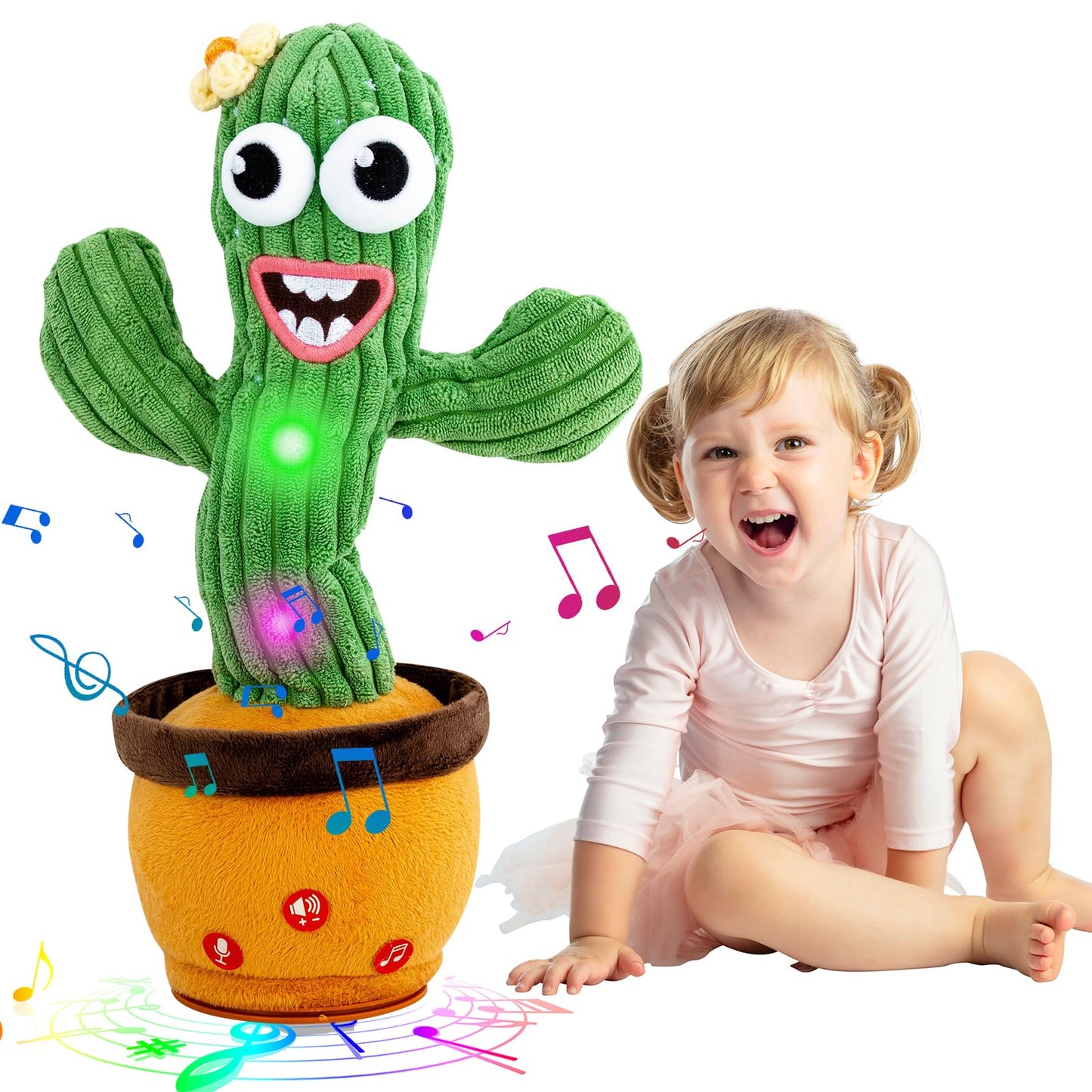 Ayeboovi Dancing Talking Cactus Baby Toy, Mimicking Recording Cactus Toy Repeats What You Say, Singing 120 Songs Toddler Toys Gifts for Birthday Pranks for Kids Autism Toys for 3 4 5 6+ Year Olds