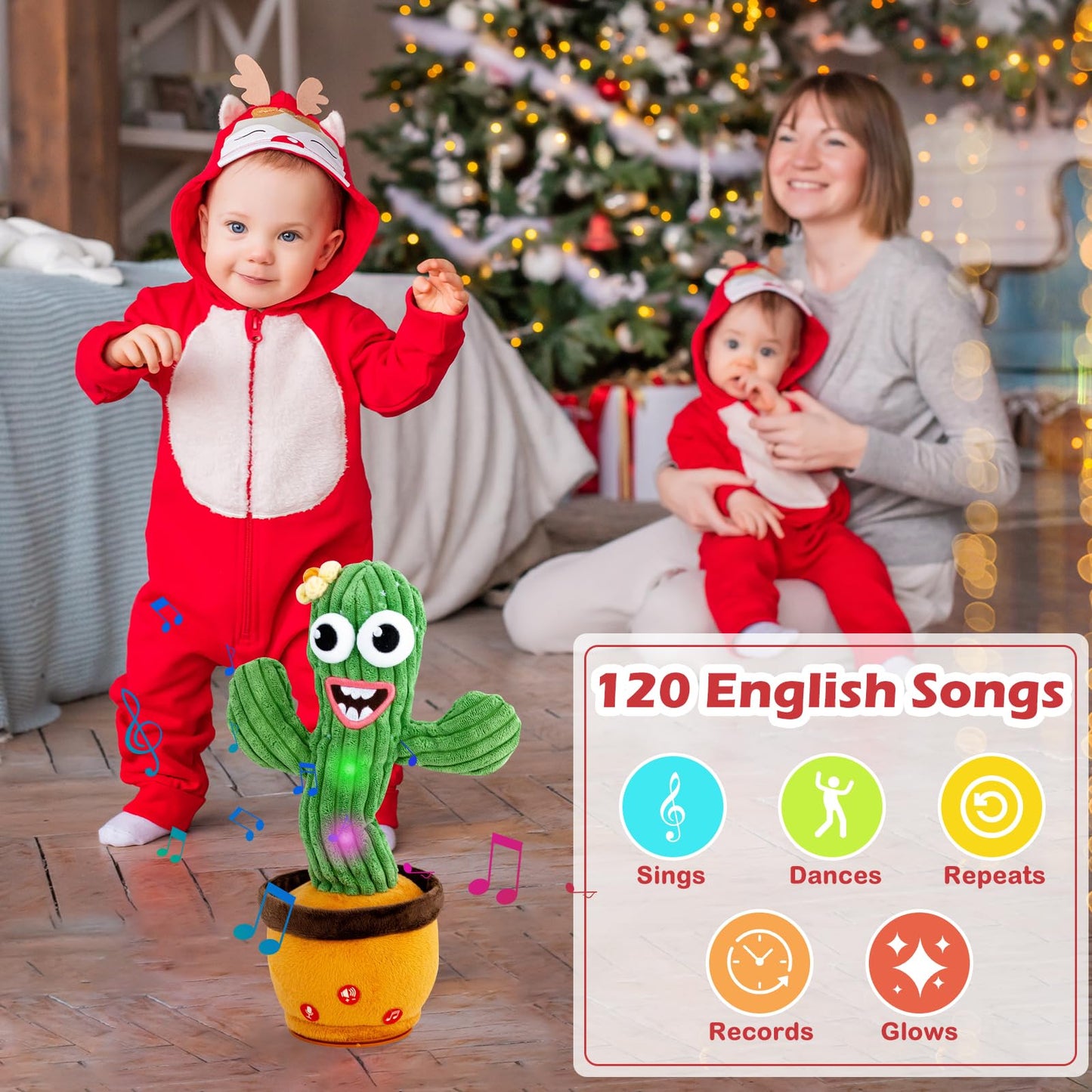 Ayeboovi Dancing Talking Cactus Baby Toy, Mimicking Recording Cactus Toy Repeats What You Say, Singing 120 Songs Toddler Toys Gifts for Birthday Pranks for Kids Autism Toys for 3 4 5 6+ Year Olds