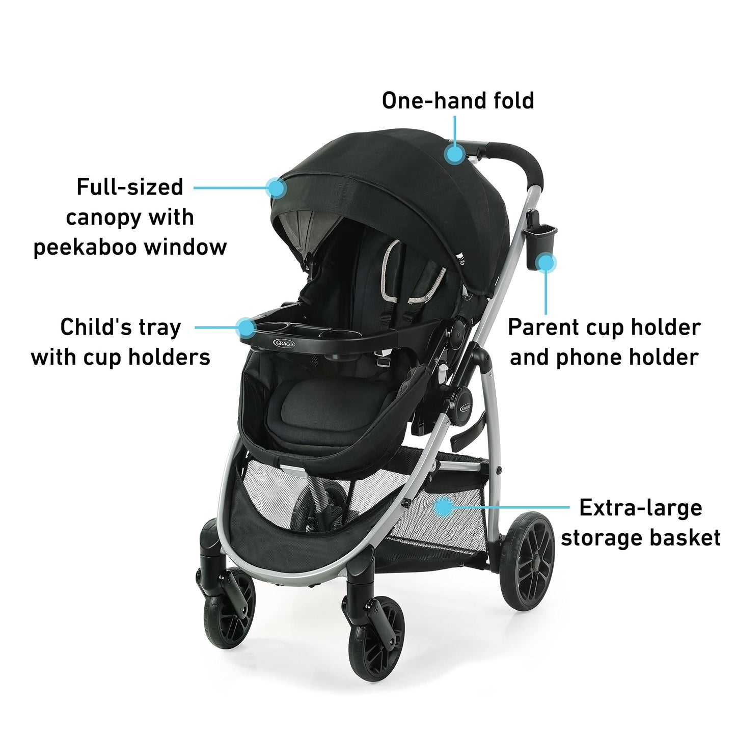 Graco Modes Pramette Travel System | Stroller & Car Seat Combo | 3-in-1 Stroller Modes | Includes Graco SnugRide 35 Infant Car Seat | Ellington