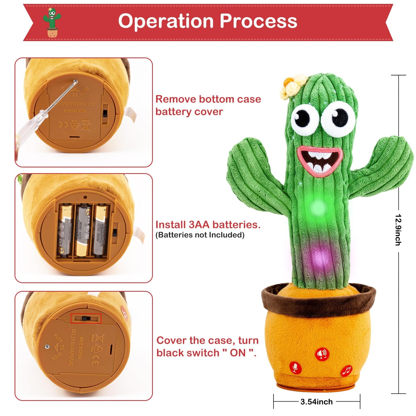 Ayeboovi Dancing Talking Cactus Baby Toy, Mimicking Recording Cactus Toy Repeats What You Say, Singing 120 Songs Toddler Toys Gifts for Birthday Pranks for Kids Autism Toys for 3 4 5 6+ Year Olds