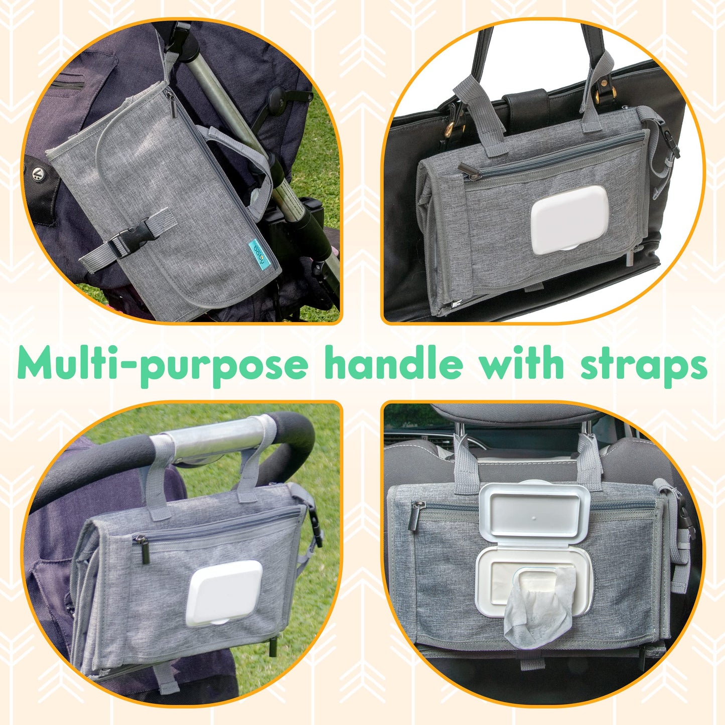 Kopi Baby Portable Diaper Changing Pad - Baby Changing Pad & Diaper Changer Travel Bag, Smart Design Baby Changing Mat, Portable Changing Pad for Baby - Baby Changing Station, Infant Gift - Grey