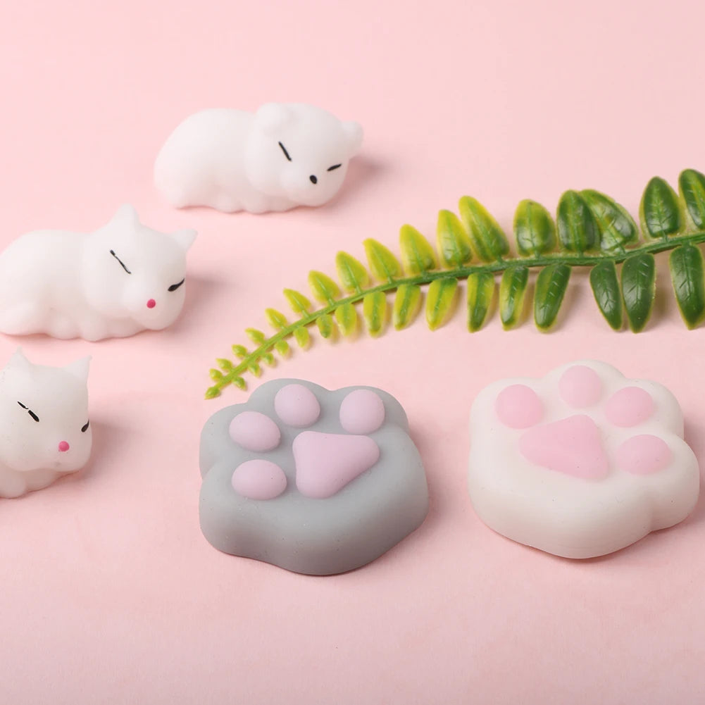 Cute Squishy Mochi Animal Stress Relief Toys Soft TPR Squeeze Pinch Funny Toys Kawaii Cat Paws Abreact Toys for Kids Adult