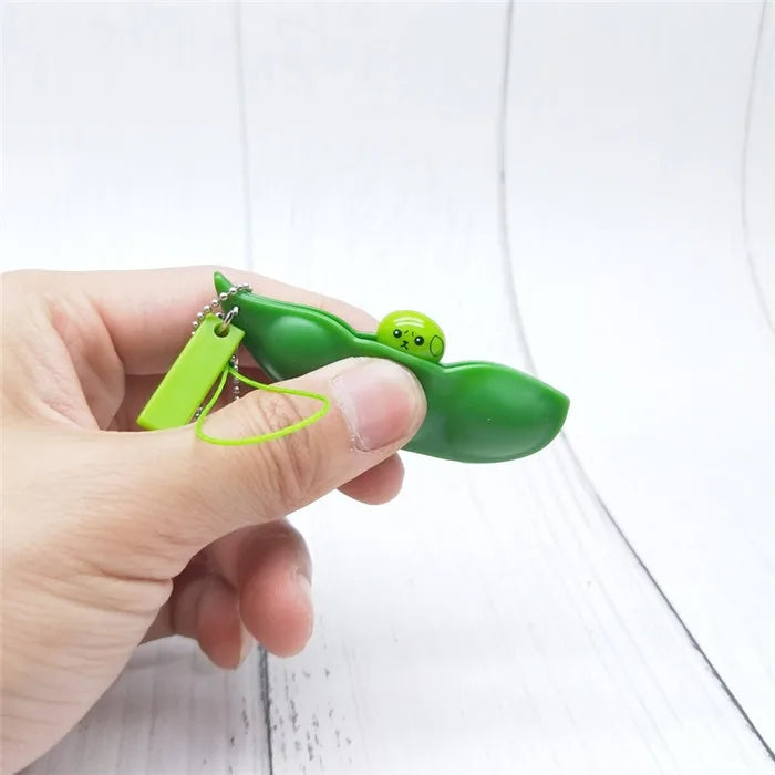 Creative Keychain Kawaii Squishy Peas In A Pod Keyring Edamame Keychain Cute Mochi Bean Fidget Toy Gift