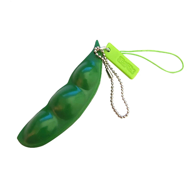 Creative Keychain Kawaii Squishy Peas In A Pod Keyring Edamame Keychain Cute Mochi Bean Fidget Toy Gift