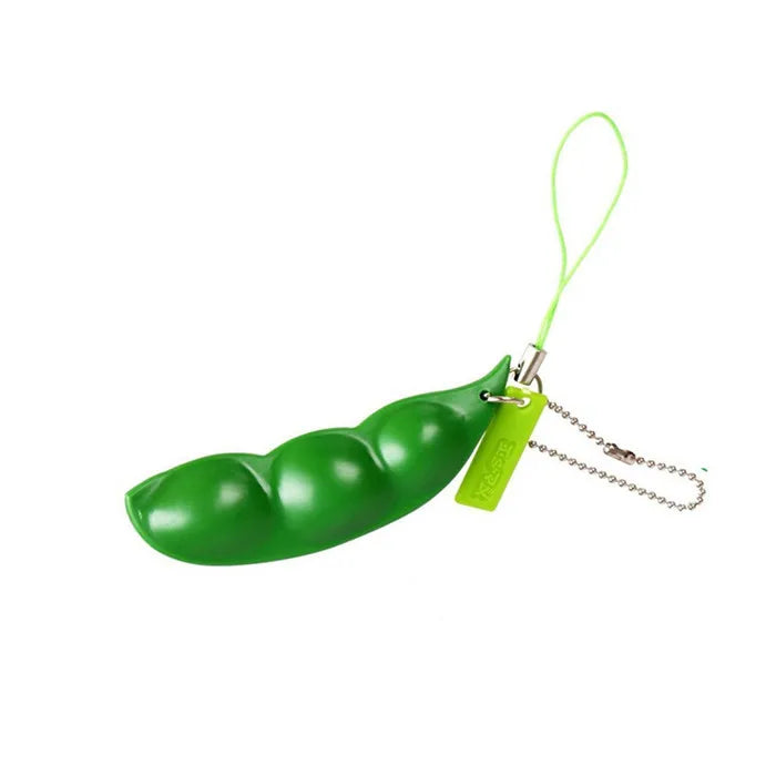 Creative Keychain Kawaii Squishy Peas In A Pod Keyring Edamame Keychain Cute Mochi Bean Fidget Toy Gift