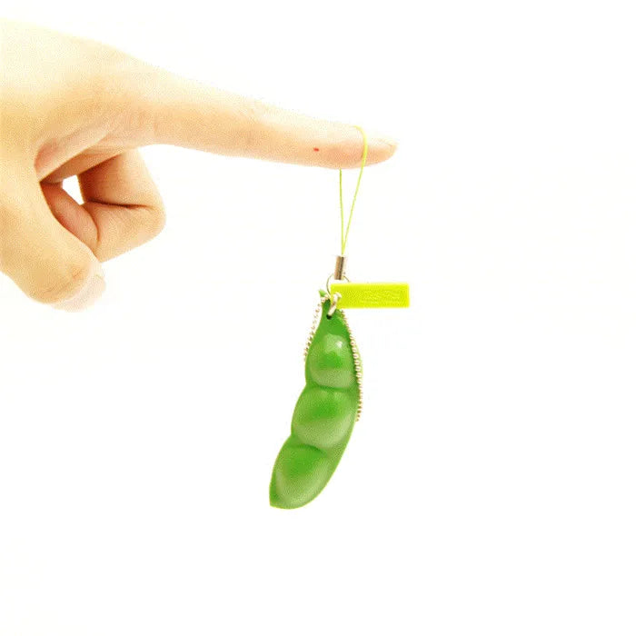 Creative Keychain Kawaii Squishy Peas In A Pod Keyring Edamame Keychain Cute Mochi Bean Fidget Toy Gift