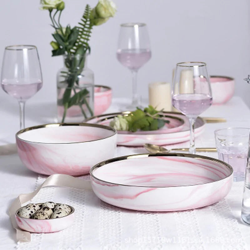 Pink Marbe Dinnerware Dinner Plates