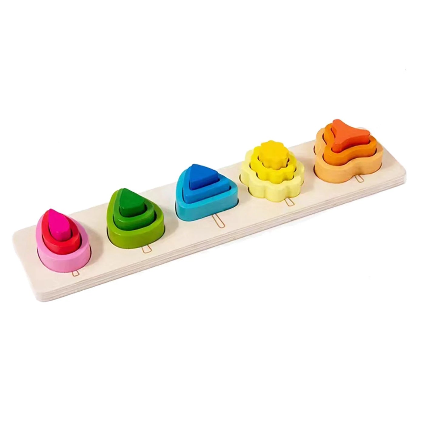 Montessori Wooden Shapes Matching Puzzles Toy Creative Intelligence Shape Sorter Stacker Toys for Kids Educational Gifts