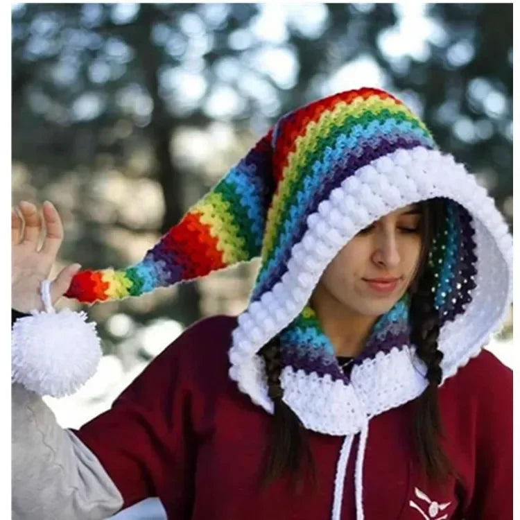 Children's Crochet Rainbow Long-tailed Hat