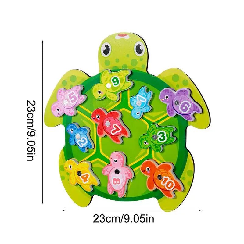 Wooden Magnetic Fishing Game Sensory Educational Learning Skills Toys Turtle Shape Fishing Game Color And Number Learning For kid