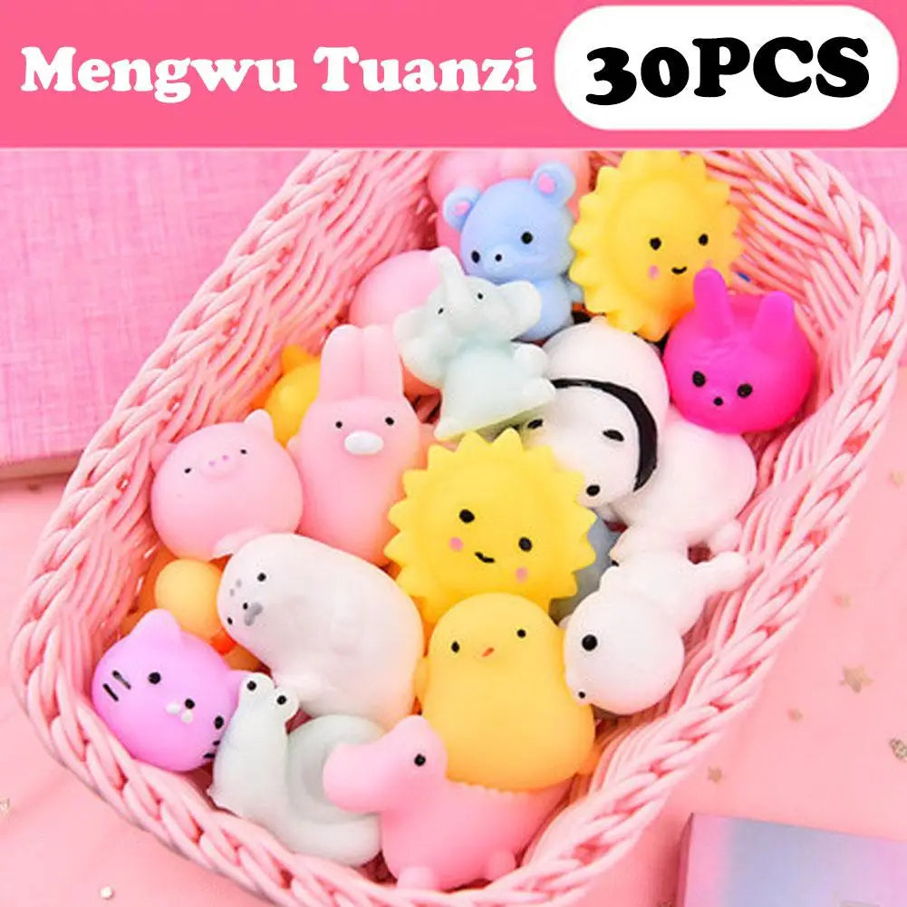 30Pcs Kawaii Squishies Mochi Animal Toys Mini Anxiety Stress Relief Toys for Adults Kids Party Favors