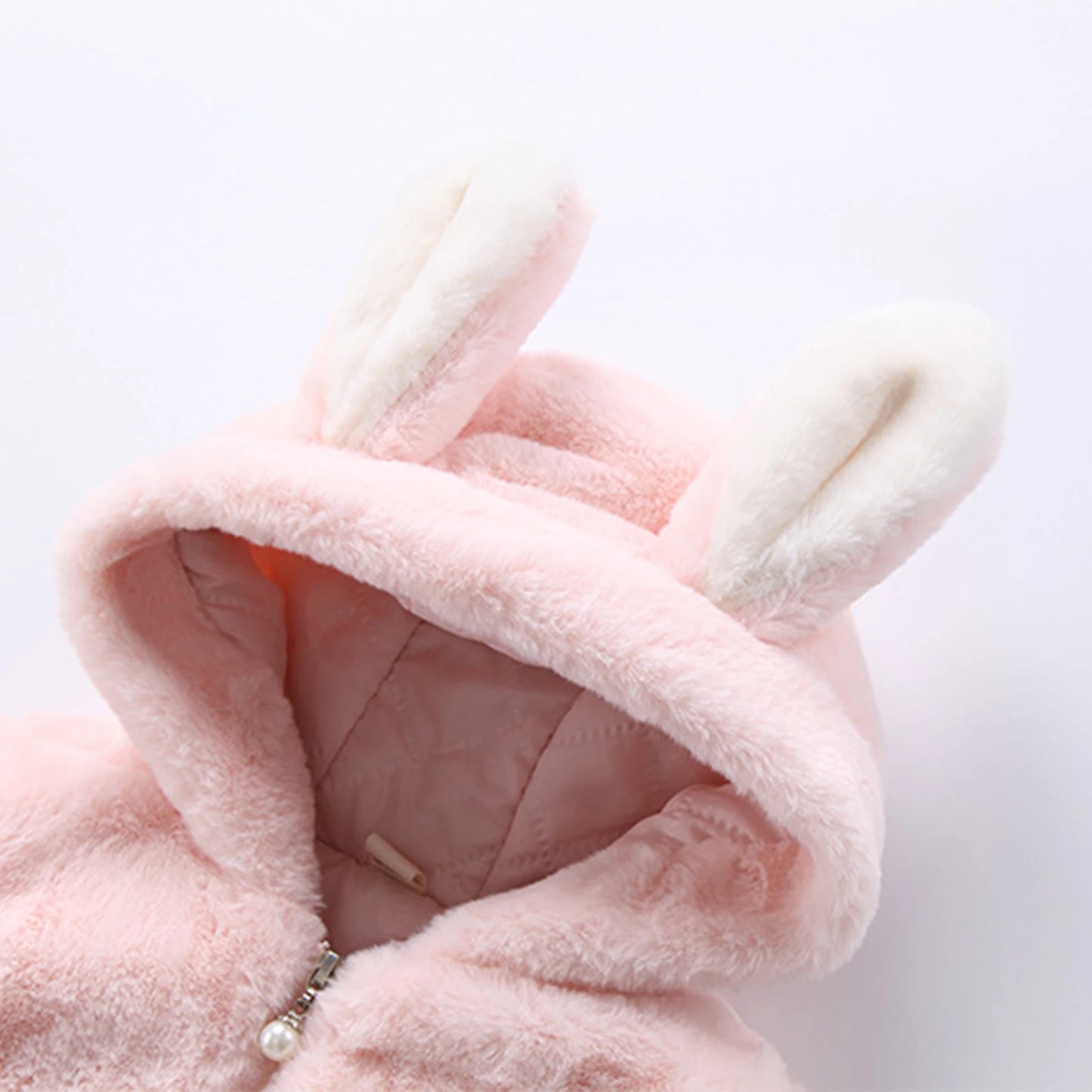 Infant Baby Girls Winter Warm Clothes Long Sleeve Hooded Fuzzy Cute Rabbit Jacket Coat Zipper Outerwear Schooling Daily Wear