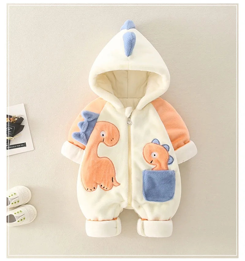 Newborn Rompers Baby Bodysuits Thick and Plush Jumpsuit 2024 Autumn and Winter Baby Jumpsuit Outdoor Wear