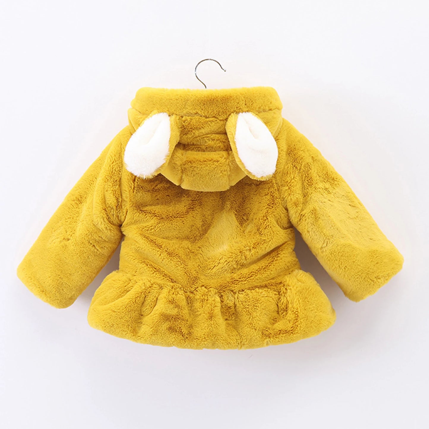 Infant Baby Girls Winter Warm Clothes Long Sleeve Hooded Fuzzy Cute Rabbit Jacket Coat Zipper Outerwear Schooling Daily Wear