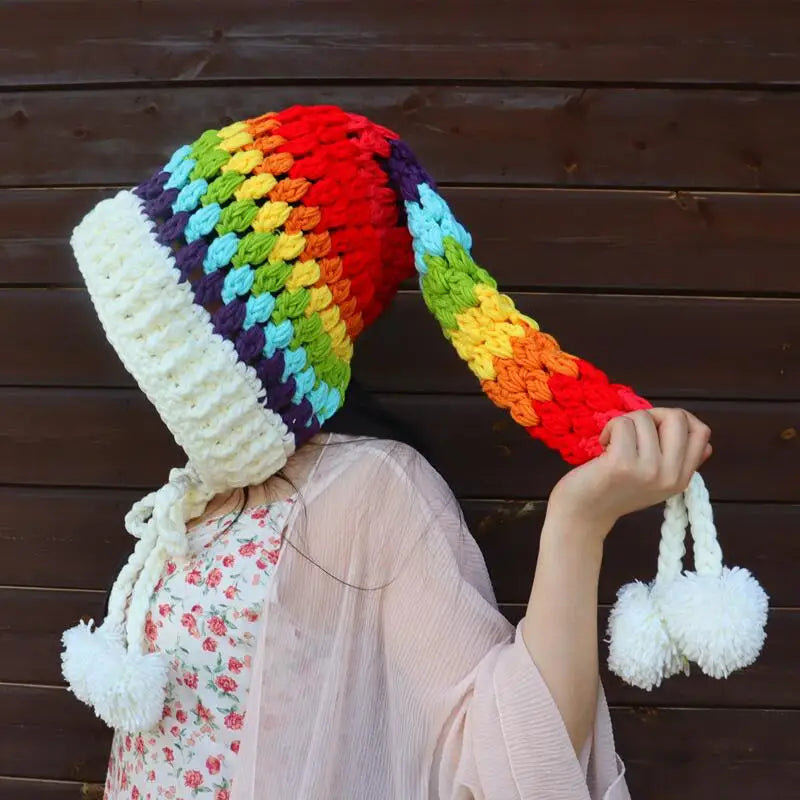 Children's Crochet Rainbow Long-tailed Hat