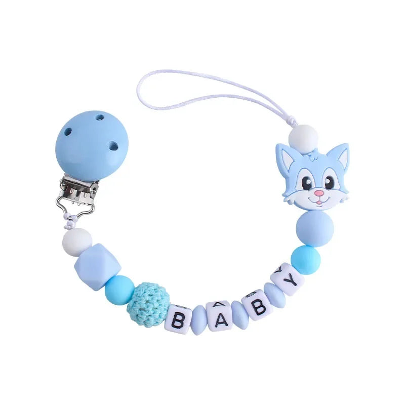 1-2pcs Personalized Name Baby Pacifier Clips Teethers Dummy Nipple Holder Clip Chain Newborn Pacifiers Teething Toys Accessories