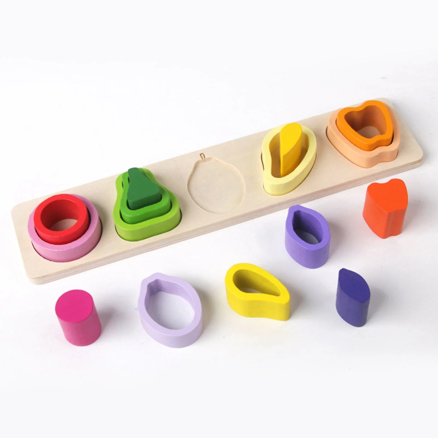 Montessori Wooden Shapes Matching Puzzles Toy Creative Intelligence Shape Sorter Stacker Toys for Kids Educational Gifts