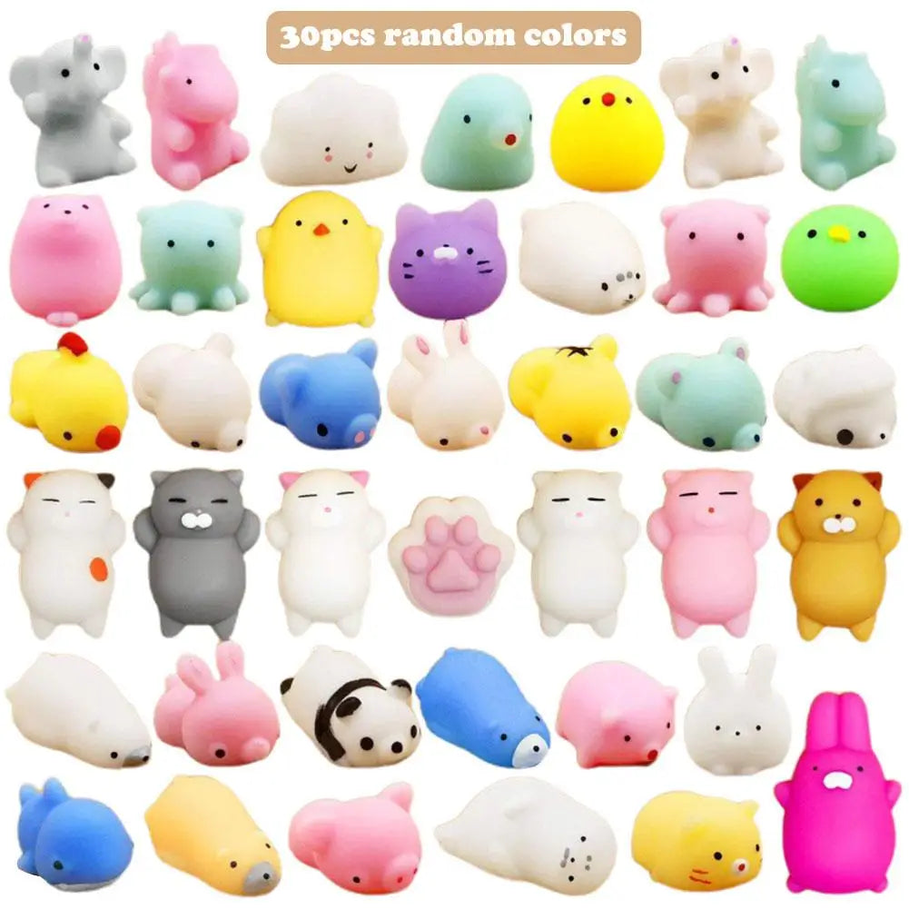 30Pcs Kawaii Squishies Mochi Animal Toys Mini Anxiety Stress Relief Toys for Adults Kids Party Favors