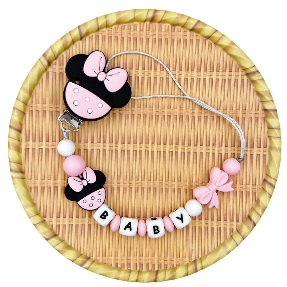 Personalized English Silicone Letters Name Baby Strawberry Silicone Pendant Pacifier Clips Chains Holder Teether Baby Kawaii