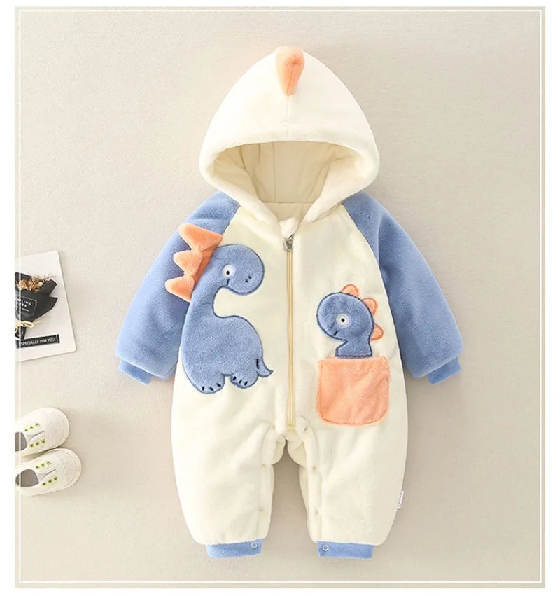 Newborn Rompers Baby Bodysuits Thick and Plush Jumpsuit 2024 Autumn and Winter Baby Jumpsuit Outdoor Wear