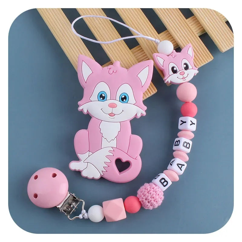 1-2pcs Personalized Name Baby Pacifier Clips Teethers Dummy Nipple Holder Clip Chain Newborn Pacifiers Teething Toys Accessories