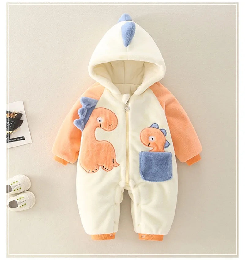 Newborn Rompers Baby Bodysuits Thick and Plush Jumpsuit 2024 Autumn and Winter Baby Jumpsuit Outdoor Wear