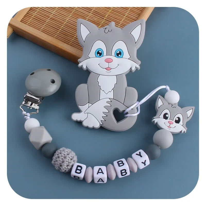 1-2pcs Personalized Name Baby Pacifier Clips Teethers Dummy Nipple Holder Clip Chain Newborn Pacifiers Teething Toys Accessories