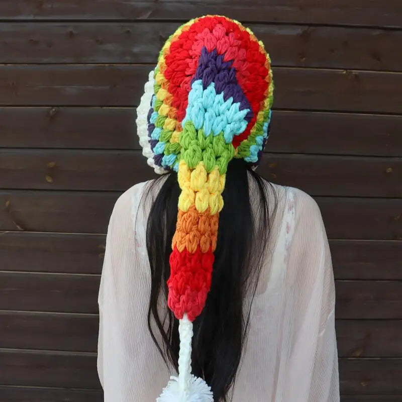 Children's Crochet Rainbow Long-tailed Hat