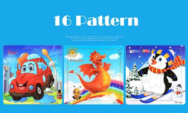 New 20 Piece Wooden 3d Puzzle Cartoon Animal Vehicle Jigsaw Puzzle Montessori Educational Toys For Kids Baby 1 2 3 Years