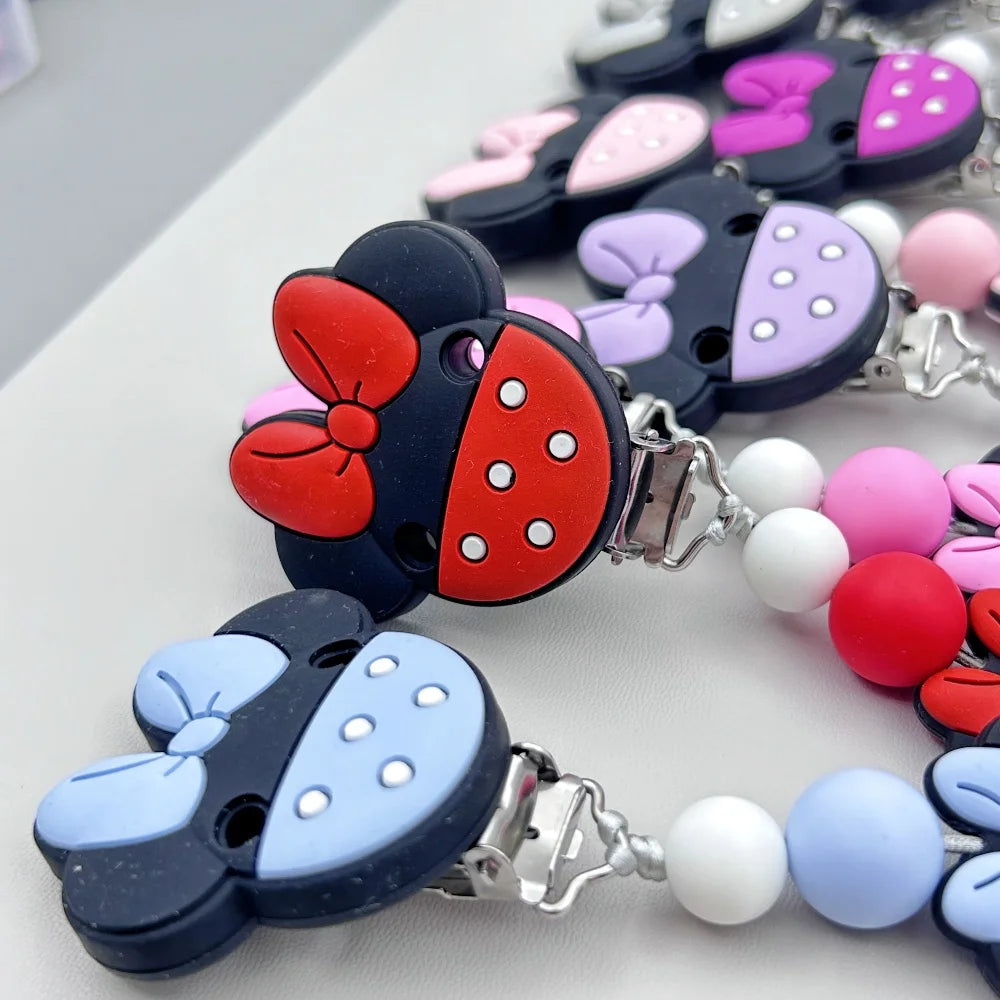 Personalized English Silicone Letters Name Baby Strawberry Silicone Pendant Pacifier Clips Chains Holder Teether Baby Kawaii