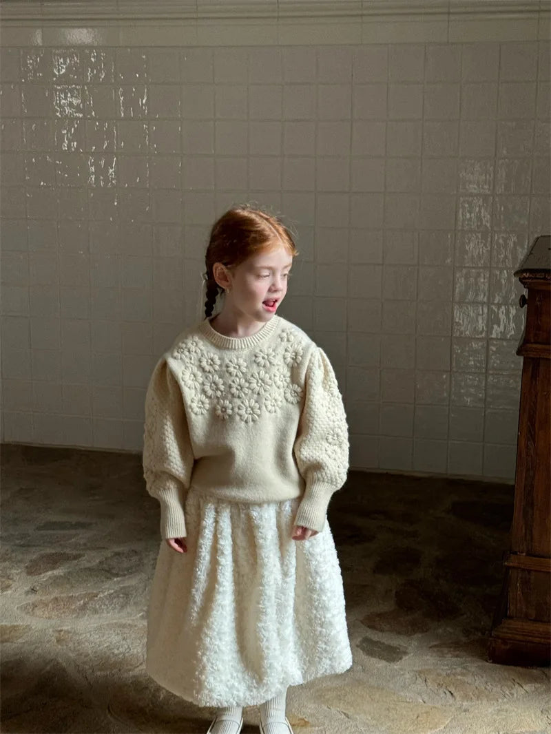 Girls Sweater 2024 Winter New Childrens Wear Korean Style Girl