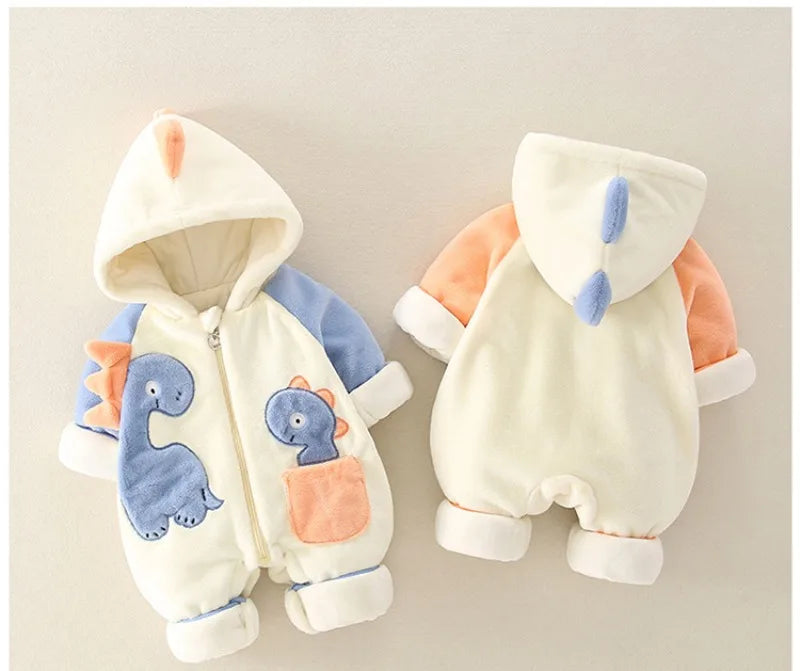 Newborn Rompers Baby Bodysuits Thick and Plush Jumpsuit 2024 Autumn and Winter Baby Jumpsuit Outdoor Wear