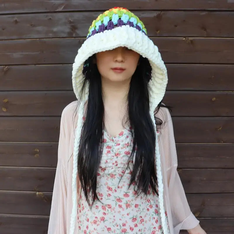 Children's Crochet Rainbow Long-tailed Hat