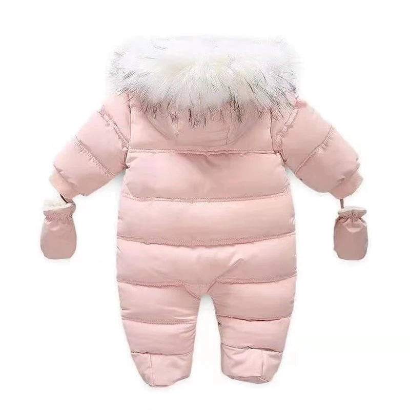 Winter Baby Clothes With Hooded Fur Newborn Warm Fleece Bunting Infant Snowsuit Toddler Girl Boy Snow Wear Outwear Coats